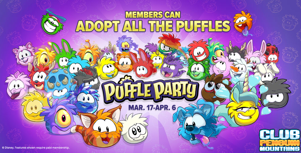 A picture of all the puffles in Club Penguin