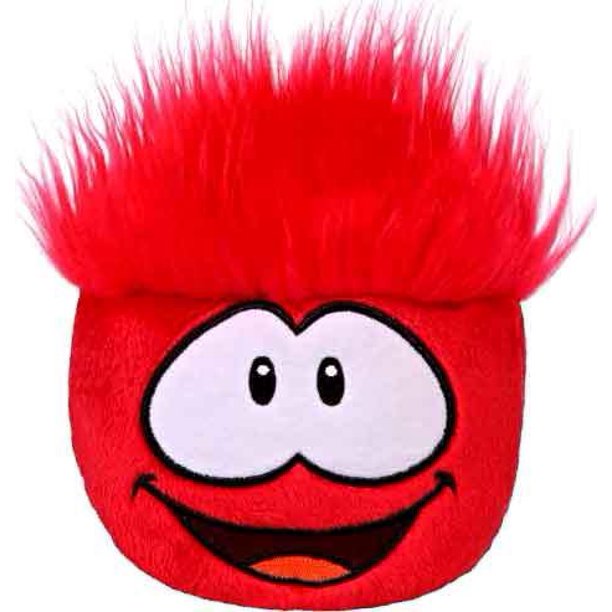 A picture of a red puffle plushy that looks like Redison